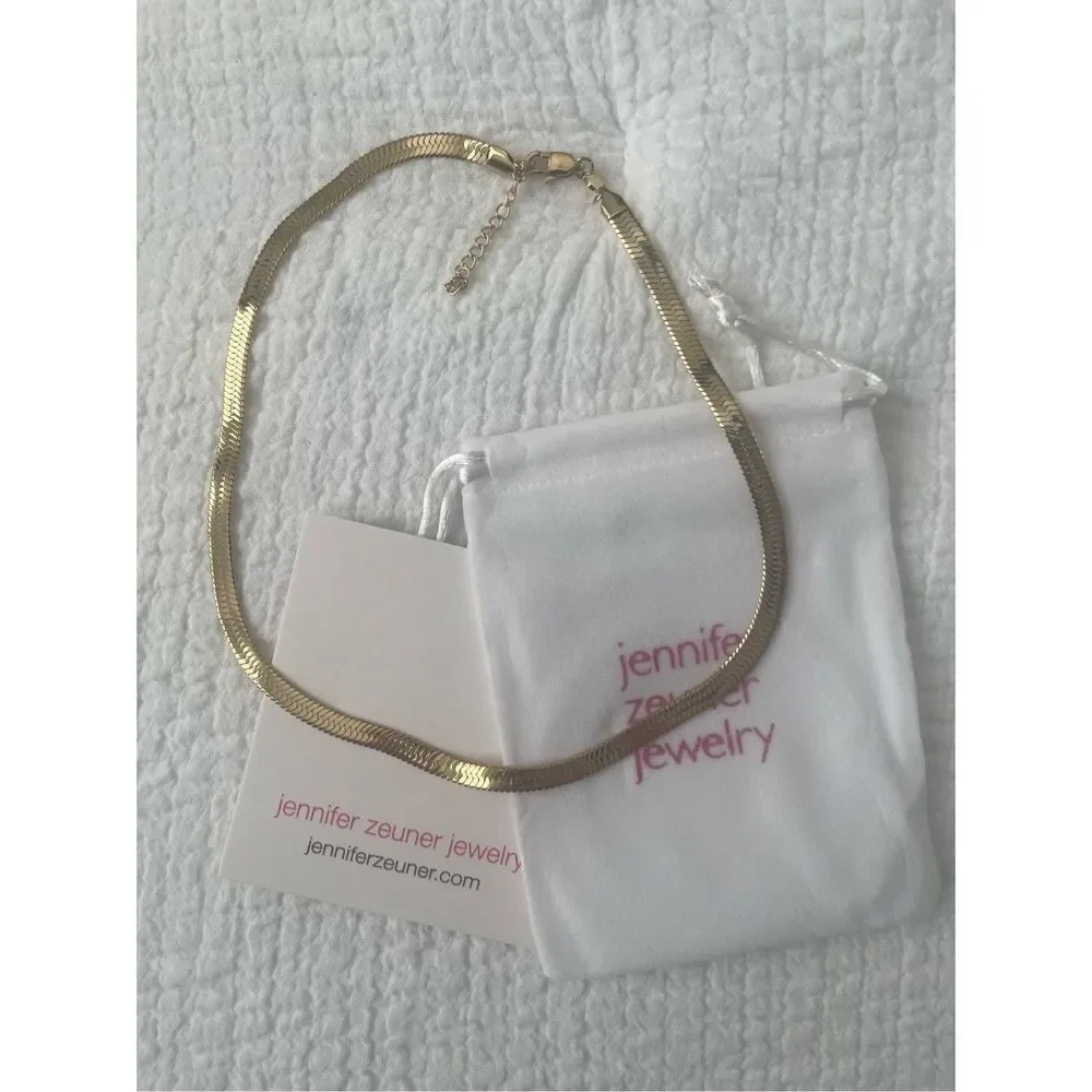 Jennifer Zeuner 14k Plated Herringbone Necklace NEW
